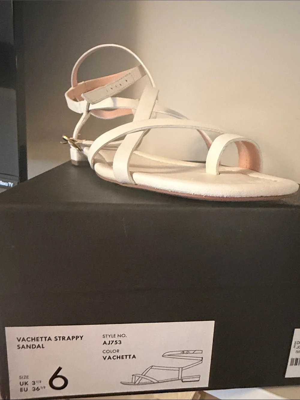 J. Crew White Strappy Leather Flat Sandals
